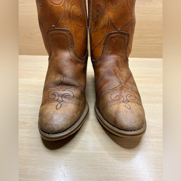 Dingo Cowgirl Boots Womans Size 6.5 M Made In USA Tall Brown Western Style 7607 - Picture 3 of 10